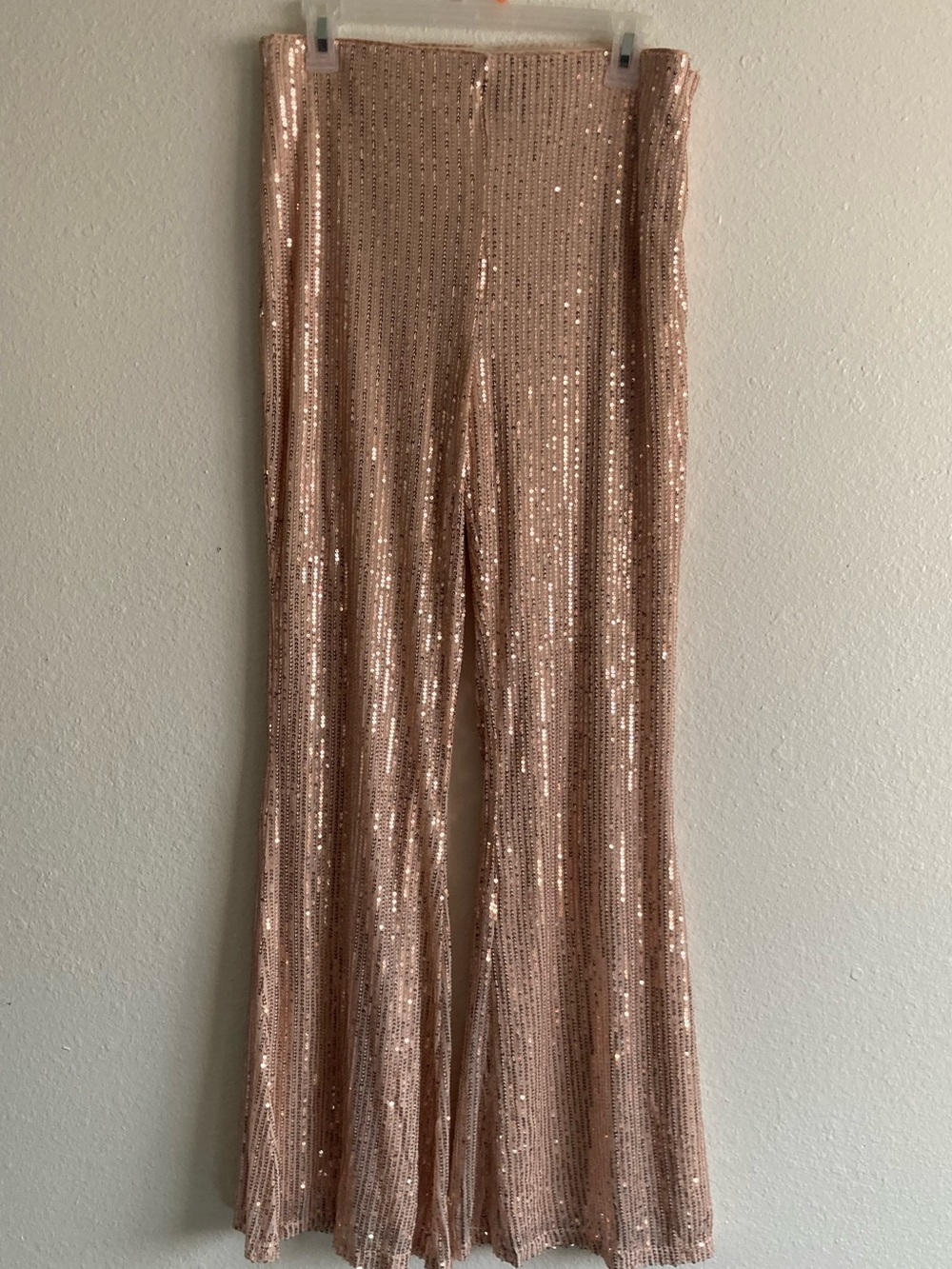 Sequin Flare Pants Rose Gold